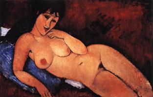 Amedeo Modigliani Nude on a Blue Cushion oil painting image